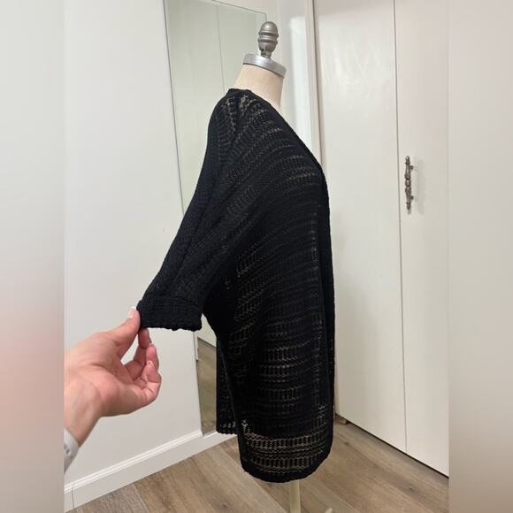 Decree Black Knit Lightweight Open Front Chic Women's Cardigan Small - Picture 2 of 4